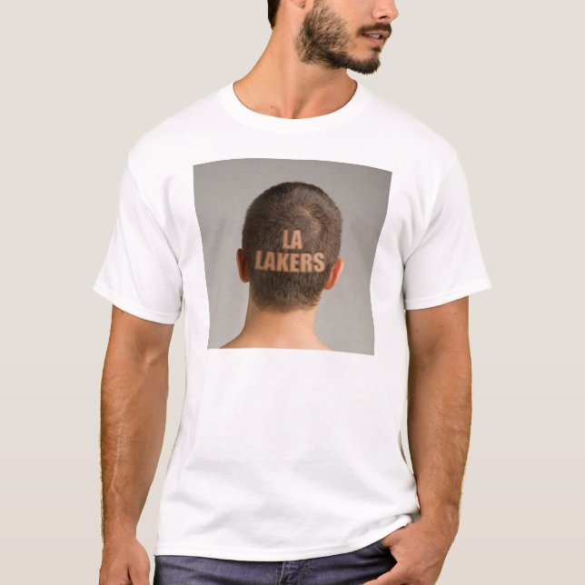 Men's LA Lakers Sports Haircut Shaved Head T-Shirt (Front)