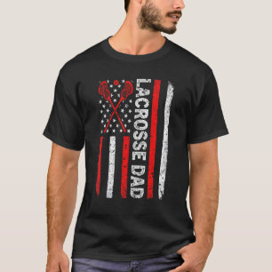 Mens Lacrosse Dad American Flag Dad Lacrosse Fathe T-Shirt