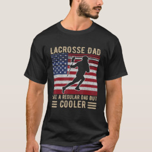 Mens Lacrosse Dad Like Regular Dad American Flag F T-Shirt
