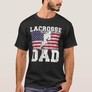 Mens Lacrosse Player Vintage Usa Flag Lacrosse Dad T-Shirt