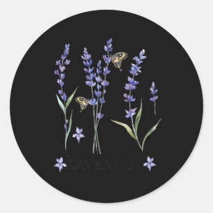 mens lavender plant butterfly herb purple flower classic round sticker