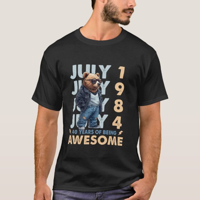 Mens Legend July 1984 40th Birthday Cool Bear 40 Y T-Shirt (Front)