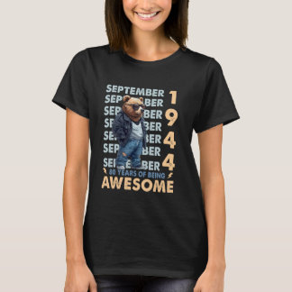 Mens Legend September 1944 80th Birthday Bear 80 Y T-Shirt