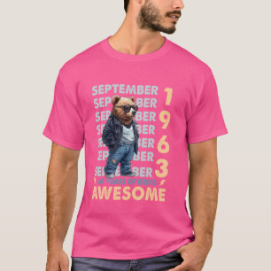 Mens Legend September 1963 61st Birthday Bear 61 Y T-Shirt