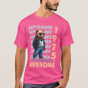 Mens Legend September 1975 49th Birthday Bear 49 Y T-Shirt