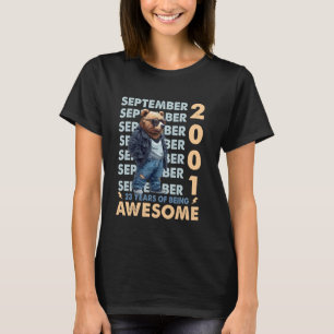 Mens Legend September 2001 23rd Birthday Bear 23 Y T-Shirt