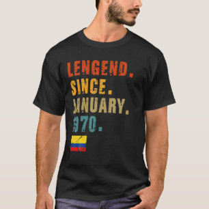 Mens Legend Since January 1970 52Th Birthday Colom T-Shirt