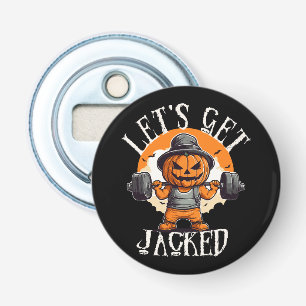 Mens Lets Get Jacked Pumpkin Jack-O-Lantern Funny Bottle Opener