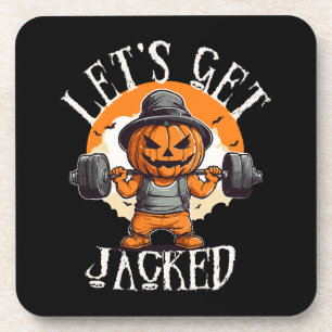 Mens Lets Get Jacked Pumpkin Jack-O-Lantern Funny Coaster