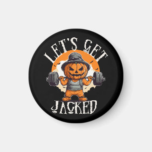 Mens Lets Get Jacked Pumpkin Jack-O-Lantern Funny Magnet