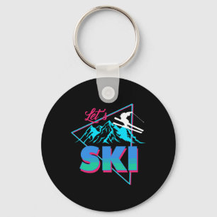 Mens Let's Ski Retro 80s Ski Outfit Vintage Skiing Key Ring