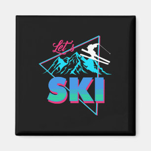 Mens Let's Ski Retro 80s Ski Outfit Vintage Skiing Magnet