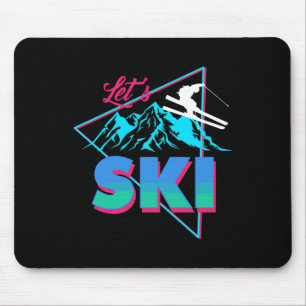 Mens Let's Ski Retro 80s Ski Outfit Vintage Skiing Mouse Mat