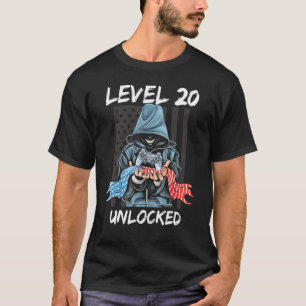 Mens Level 20 Unlocked American Video Gamer 20th B T-Shirt