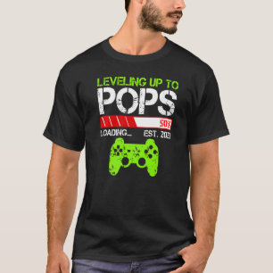 Mens Leveling Up To Pops Est 2023 New Dad Gamer T-Shirt