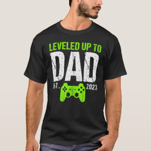 Mens Levelled Up To Dad Est 2023 New Dad Gamer T-Shirt