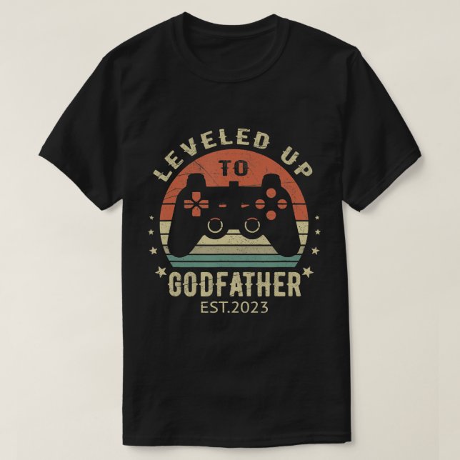 Mens Levelled Up To Godfather 2023 for Video Gamer T-Shirt (Design Front)