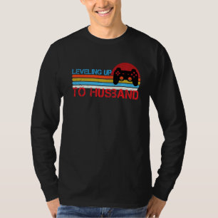 Mens Levelling Up To Husband Gamer Engagement T-Shirt