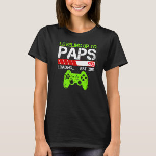 Mens Levelling Up To Paps Est 2023 New Dad Gamer T-Shirt