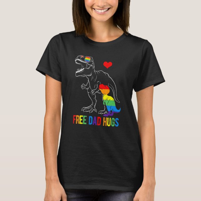 Mens Lgbt Free Dad Hugs Dinosaur Rex Papasaurus Al T-Shirt (Front)
