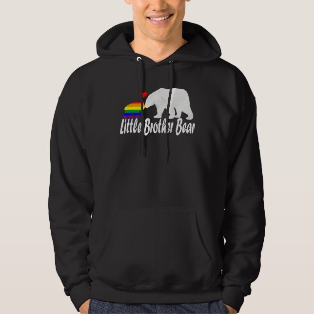 Mens Lgbt Little Brother Bear Gay Pride Equal Righ Hoodie (Front)