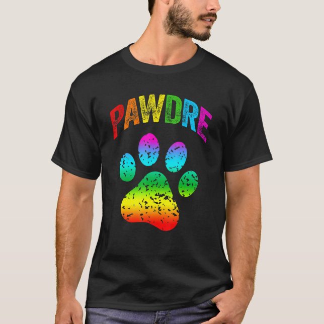 Mens LGBT Rainbow Dog Dad Cat Dad Pet Paw Pet LGBT T-Shirt (Front)