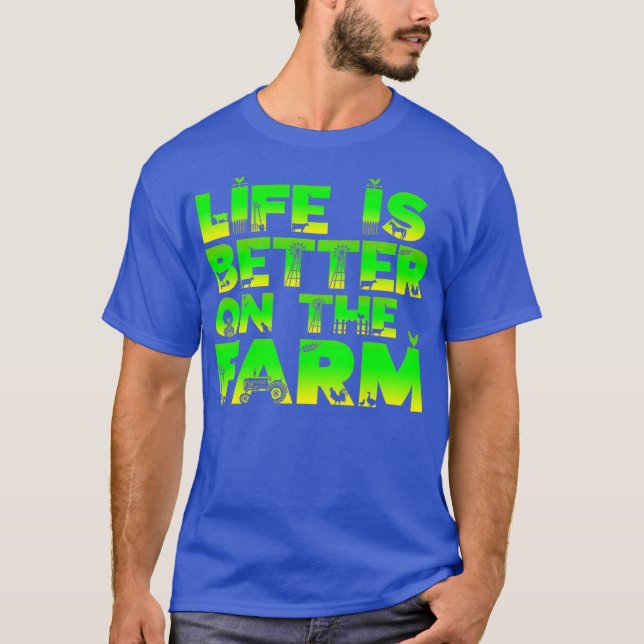 Mens Life Is Better On The Farm Animal Letters T-Shirt (Front)