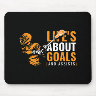 Mens Life's About Goals Lacrosse for Boys Lacross Mouse Mat