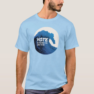 Men's light-coloured t-shirt with wave / vote logo