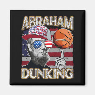 Mens lincoln abraham dunking basketball patriotic magnet