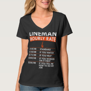 Mens Lineman Hourly Rate Power Electric Cable Lab T-Shirt