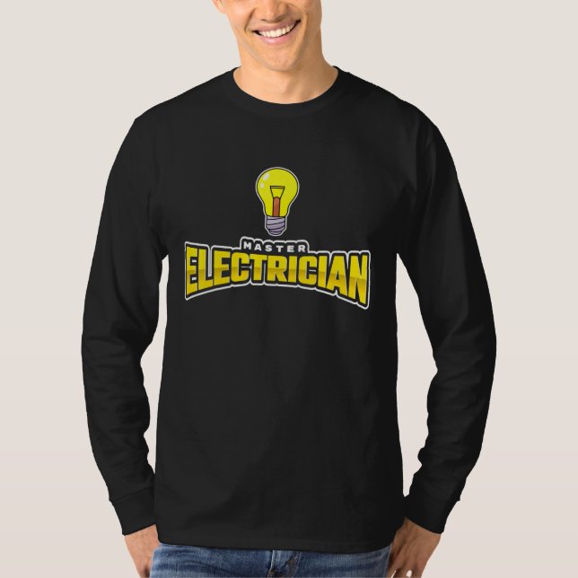 Mens Lineman Light Bulb Electricity Master Electri T-Shirt (Front)