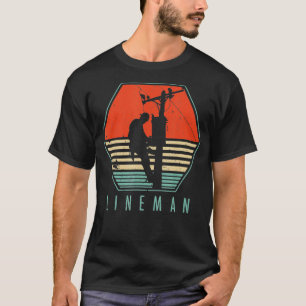 Mens Lineman  Vintage Retro Electrician Gift  T-Shirt