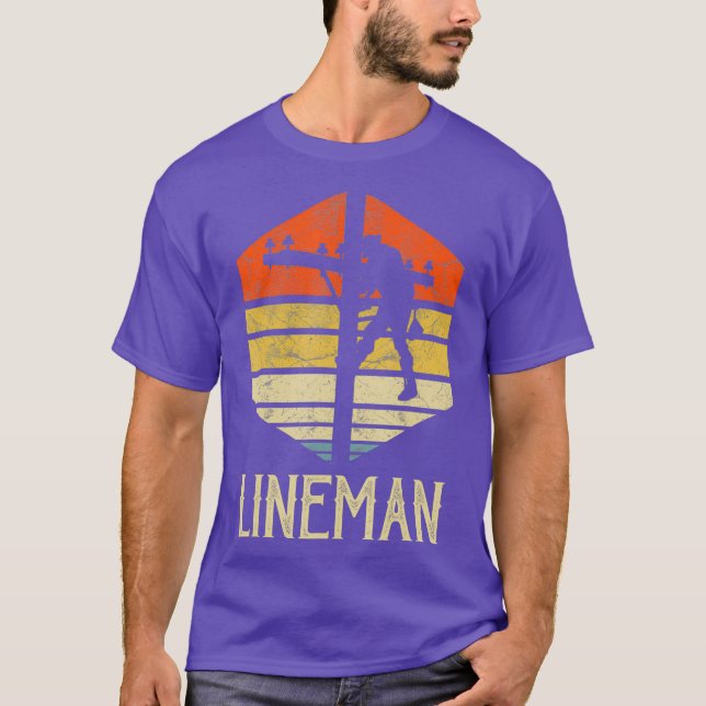 Mens Lineman  Vintage Retro Electrician Gift T-Shirt (Front)