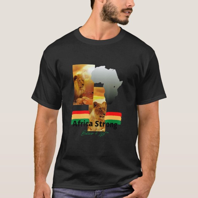 Mens Lion Of Judah Africa Strong Believer 4 Life T-Shirt (Front)