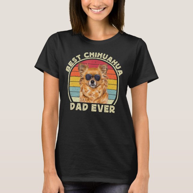 Mens Long Haired Hair Brown Chihuahua Dad Chiwawa  T-Shirt (Front)