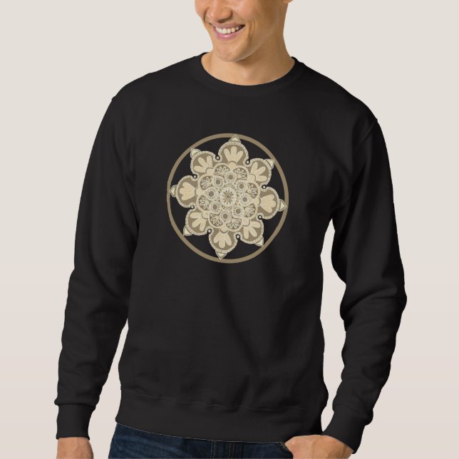 Men's long sleeve Sweat shirt Black with medallion (Front)