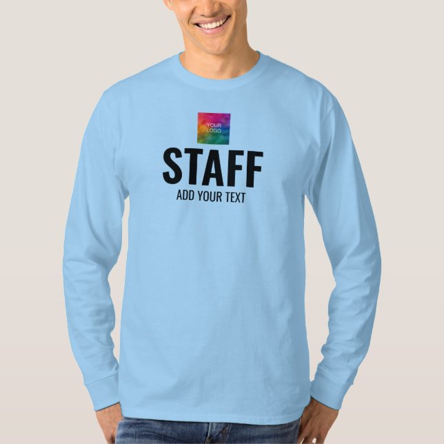 Mens Long Sleeve Tee Shirts Crew Staff Member (Front)