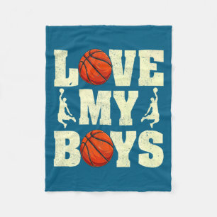 Mens love boys basketball fathers day baske t fleece blanket