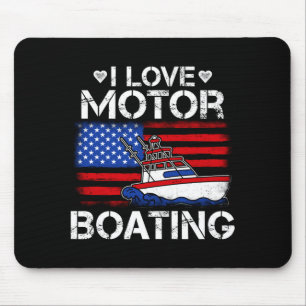 Mens love motorboating patriotic american flag mouse mat