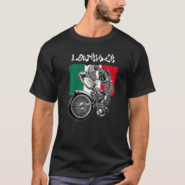 Mens Low Rider Bicycle Mexican Chicano Mexico Lowr T-Shirt (Front)