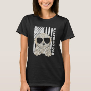 Mens Maltipoo Dad American Flag Maltipoo T-Shirt