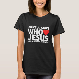 Mens Man Jesus German Shepherd Dog Pet Love Pupp T-Shirt