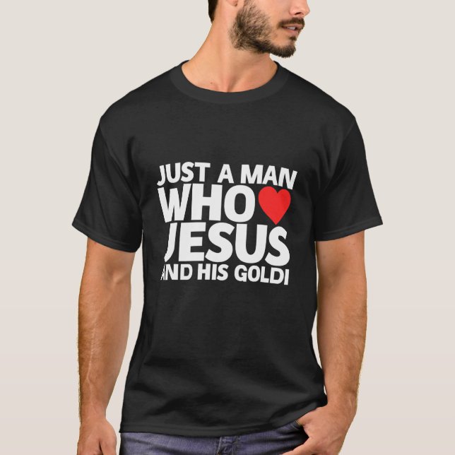 Mens Man Jesus Goldi  Dog  Pet Puppy Golden Retrie T-Shirt (Front)