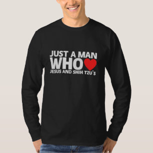 Mens Man Jesus Shih Tzu Dog Pet Animal Best Frien T-Shirt