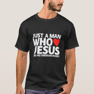Mens Man Jesus Siberian Husky Dog Pet Love Huski T-Shirt