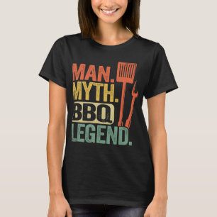 Mens Man Myth BBQ Legend Barbecue Grilling Dad Gri T-Shirt