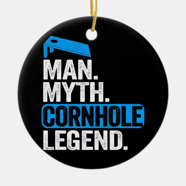 Mens Man Myth Cornhole Legend Daddy Corn Hole Dad Ceramic Tree Decoration (Front)