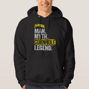 Mens Man Myth Cornhole Legend Daddy Corn Hole Dad Hoodie
