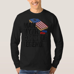 Mens Man Myth Cornhole Legend Usa Flag Corn Hole D T-Shirt
